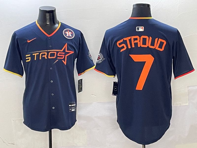 Men Houston Astros #7 Stroud Blue three generations Joint Name Nike 2025 MLB Jersey style 11